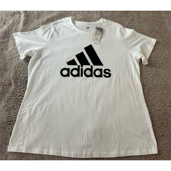 Adidas Womens Regular fit Short Sleeve Logo T-Shirt Shirt White Solid - Picture 5 of 11